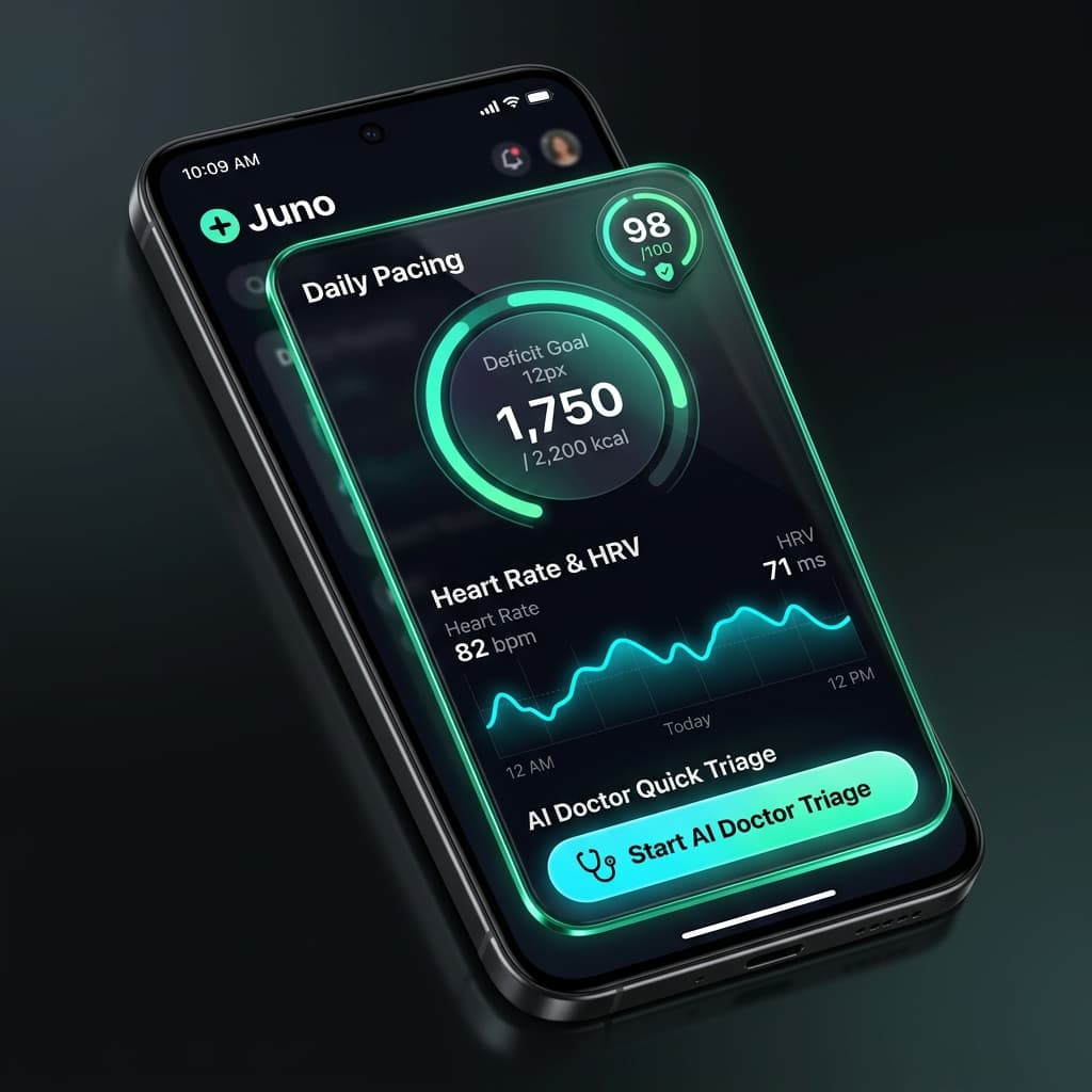 Juno Health App Home Screen Vitality Matrix