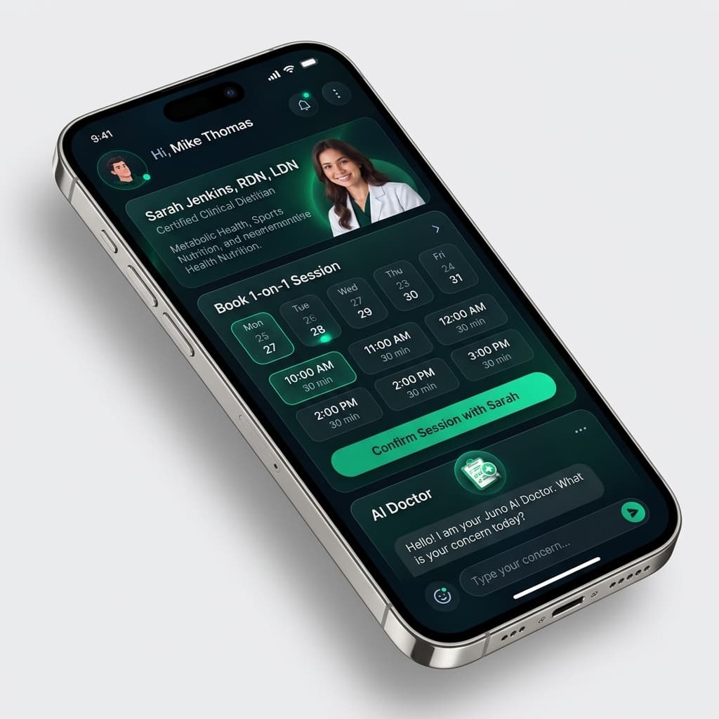 1-on-1 Human Nutritionist Meets 24/7 AI Doctor Visual